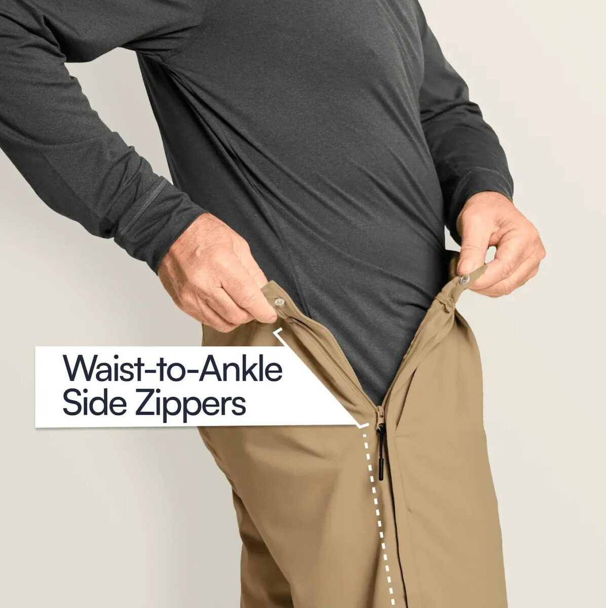Joe & Bella Dark Khaki / S Everyday Side-Zip Pants For Men #Dark Khaki